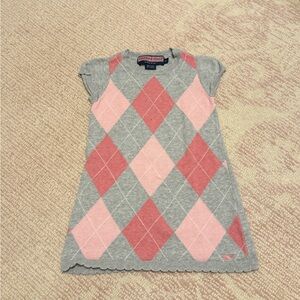 Vineyard Vines Grey and Pink Argyle Sweater Dress